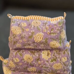 Lilac Bloom Cotton Quilted Makeup Bag/Cosmetic Bag