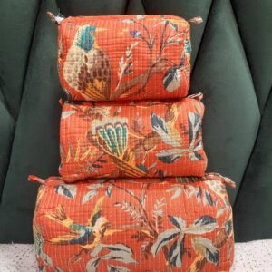 Orange Blossom Cotton Quilted Makeup Bag/Cosmetic Bag