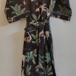 Black Safari Cotton Kimono