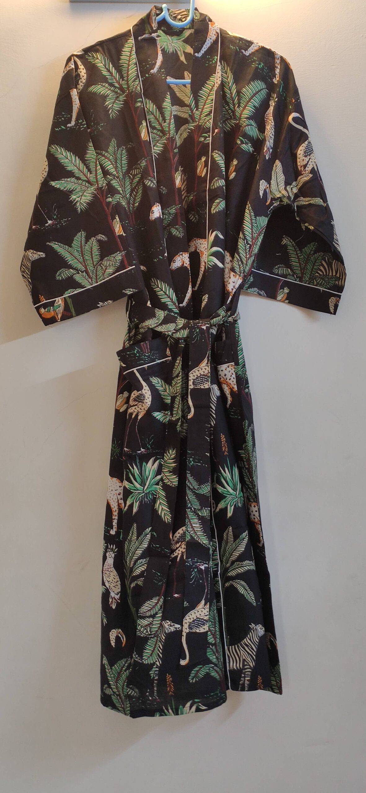 Black Safari Cotton Kimono