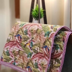 Tropical Paradise Quilted Cotton Bed Throw Blanket