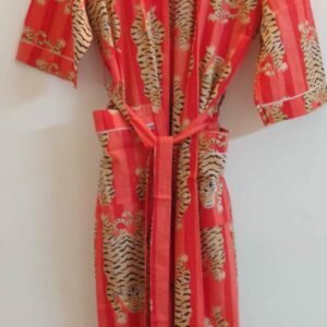 Orange Tiger Cotton Kimono