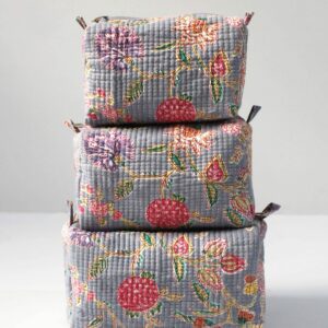 Flora Cotton Quilted Makeup Bag/Cosmetic Bag