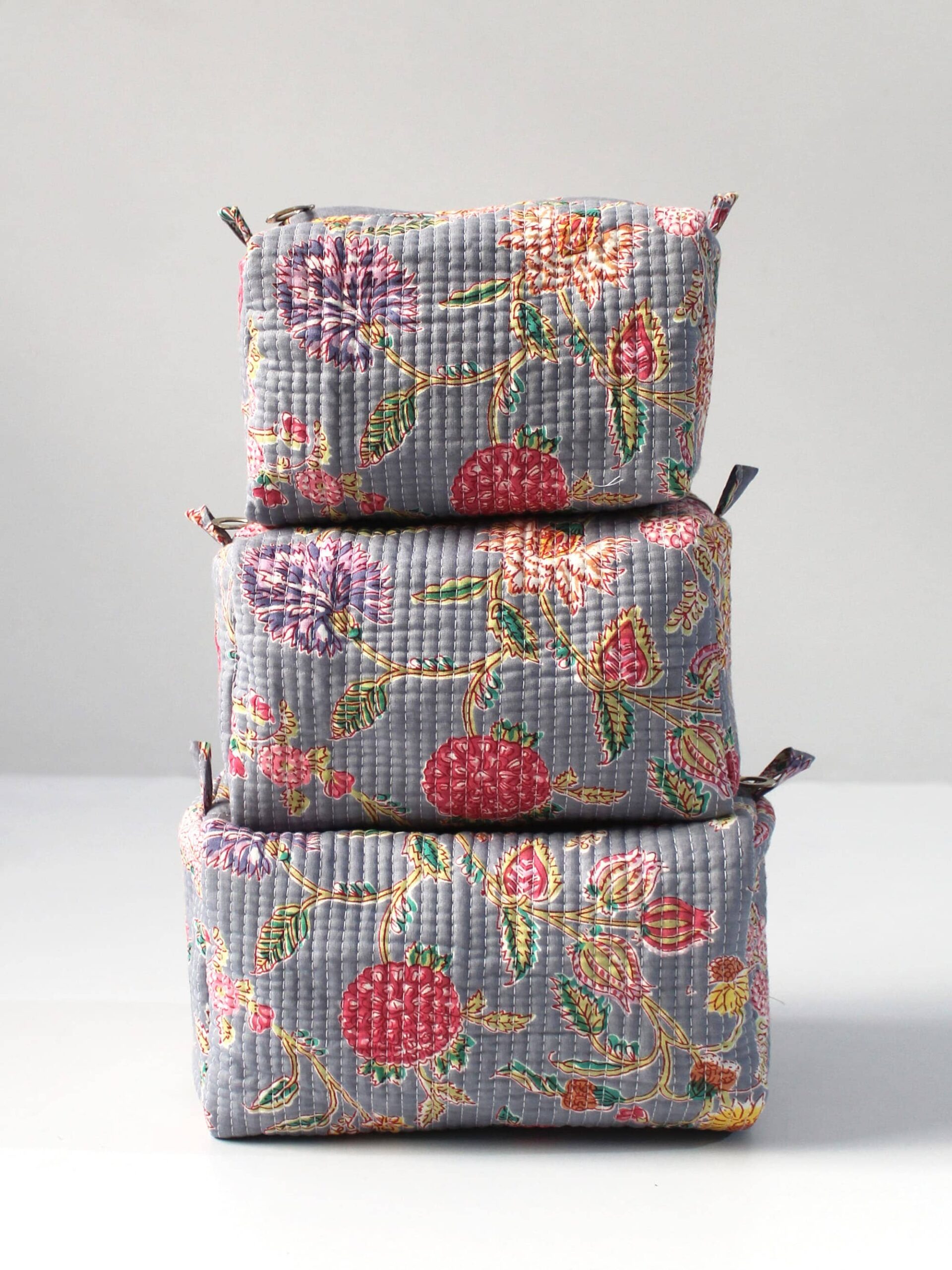 Flora Cotton Quilted Makeup Bag/Cosmetic Bag