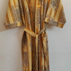 Yellow Tiger Cotton Kimono