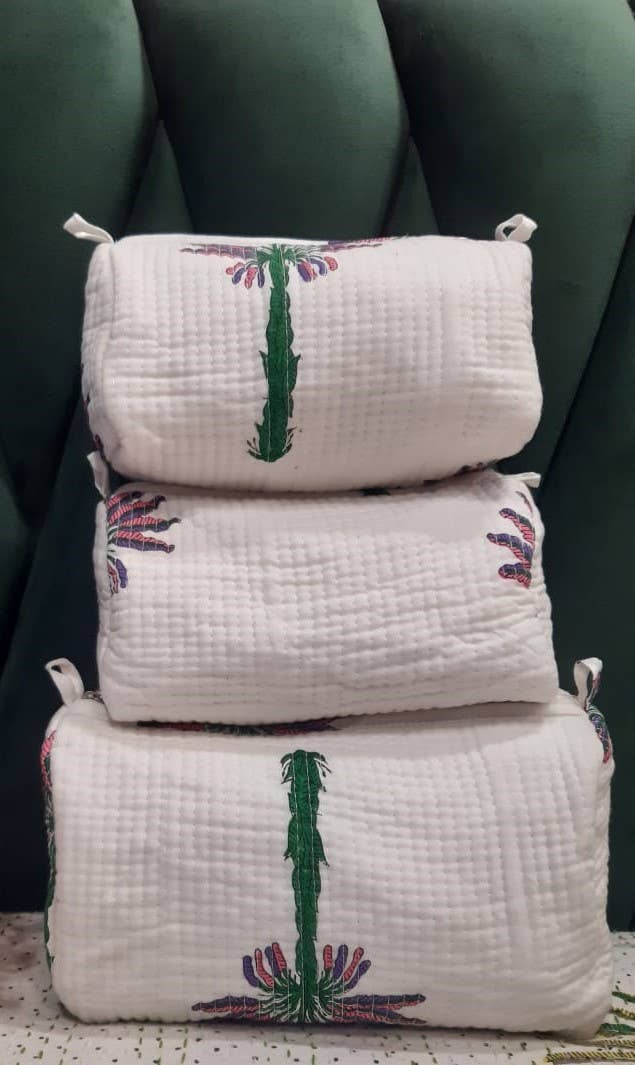 Palms Cotton Travel/ Makeup Bag/Cosmetic Bag