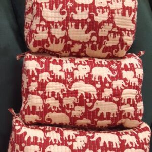Crimson Safari Cotton Travel/ Makeup Bag/Cosmetic Bag