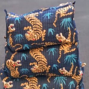 Jungle Majesty Cotton Quilted Makeup Bag/Cosmetic Bag