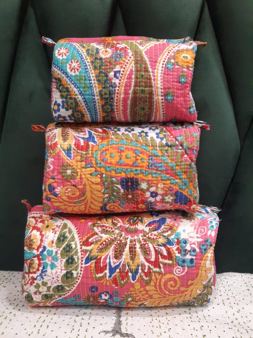 Tropical Fiesta Cotton Travel/ Makeup Bag/Cosmetic Bag