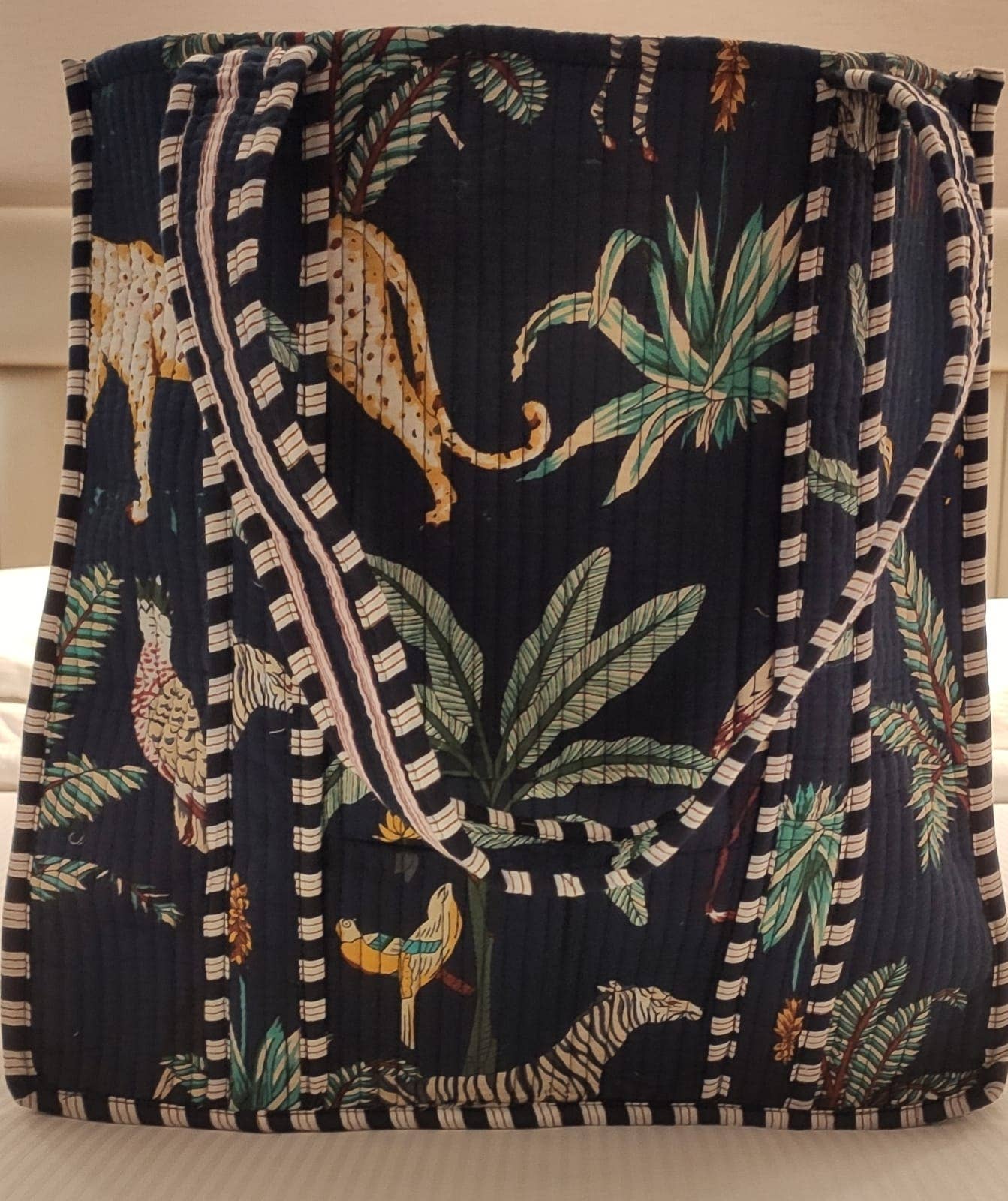 Black Safari Cotton Quilted Tote Bag