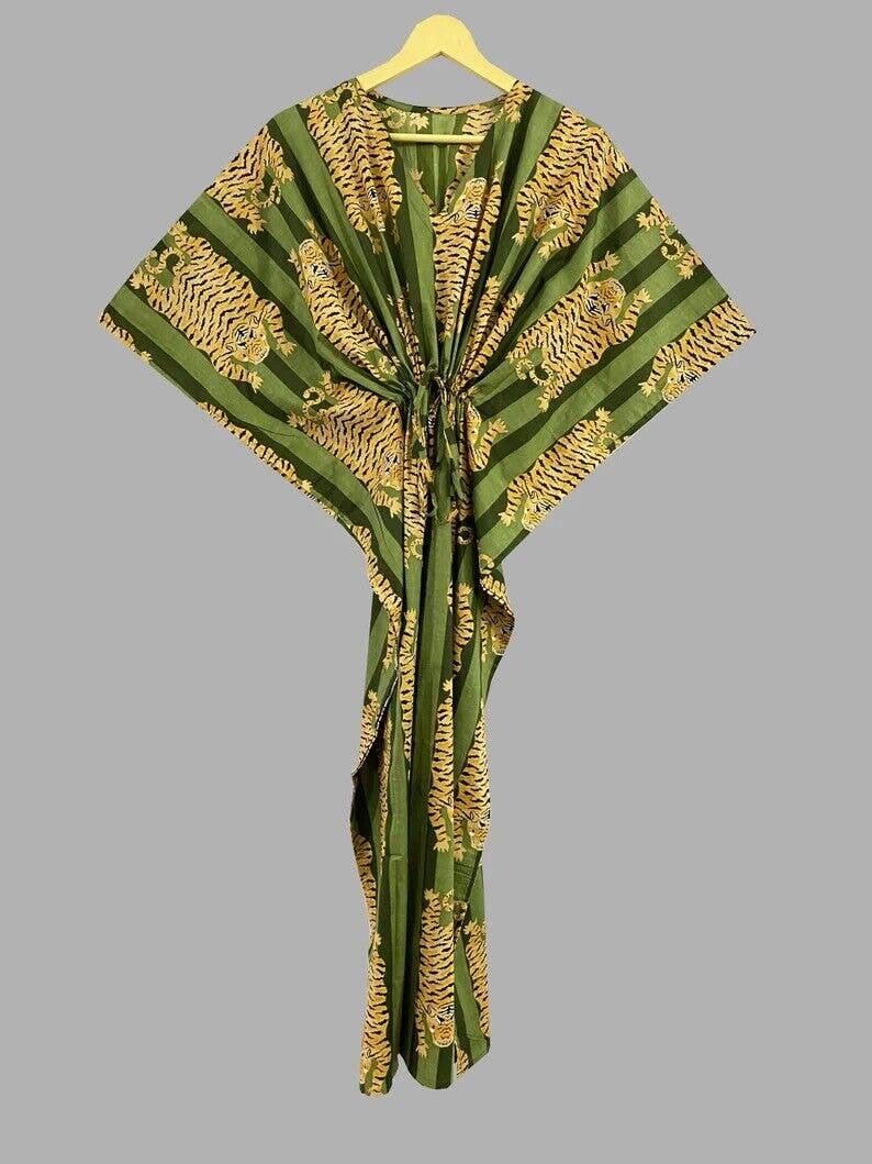 Green Tiger Print Kaftan