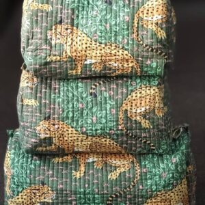 Green Jungle Cotton Quilted Makeup/Cosmetic Bag