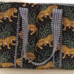 Blue Jungle Cotton Quilted Tote Bag