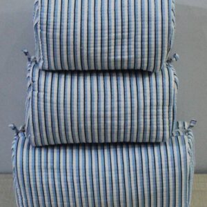 Blue n Black Stripe Cotton Travel/ Makeup Bag/Cosmetic Bag