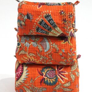 Sunset Bloom Cotton Travel/ Makeup Bag/Cosmetic Bag